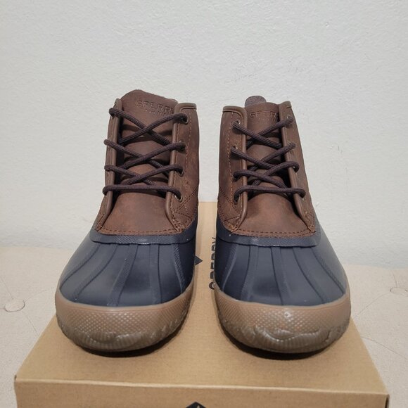 New Men Sperry Breakwater Duck Boot Waterproof Short Brown Navy Blue Size 9 - Picture 2 of 8